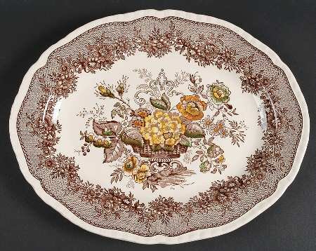 Ascot Brown Multicolor 13" Oval Serving Platter
