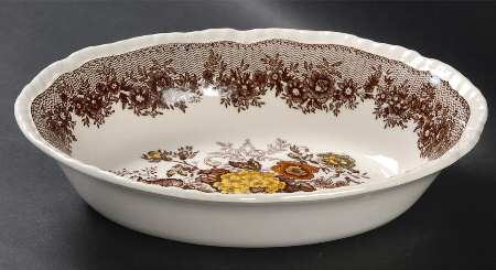 Ascot Brown Multicolor 9" Oval Vegetable Bowl