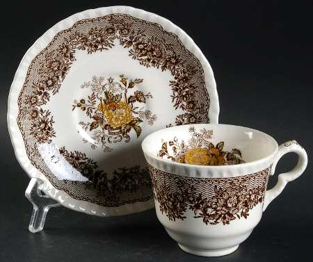 Ascot Brown Multicolor 2" Flat Cup & Saucer Set