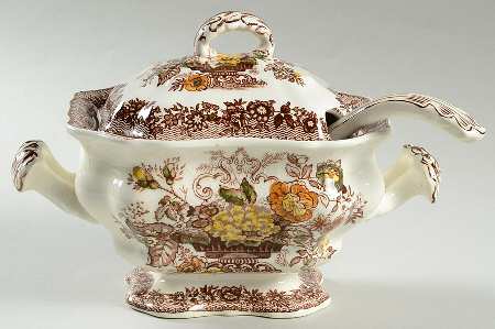 Ascot Brown Multicolor Sauce Boat & Lid with Ladle