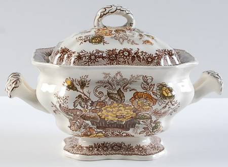 Ascot Brown Multicolor Sauce Boat & Lid