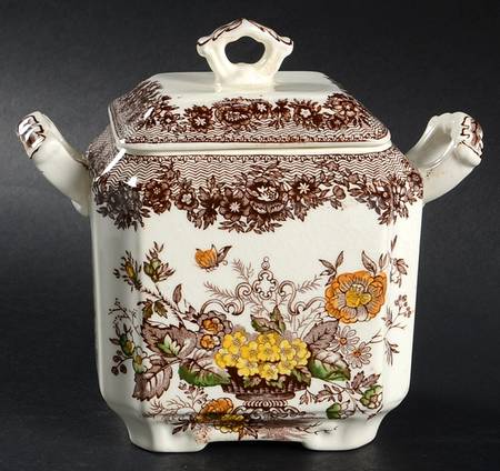 Ascot Brown Multicolor Sugar Bowl & Lid