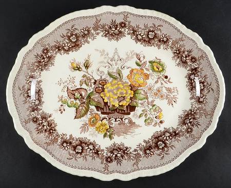 Ascot Brown Multicolor 17" Oval Serving Platter