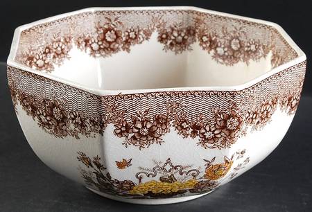 Ascot Brown Multicolor 8" Octagonal Vegetable Bowl