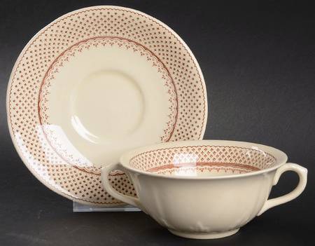 Ashlea Brown Footed Cream Soup Bowl & Saucer Set