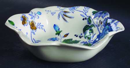Belvedere Blue Multicolor Round Fluted Dessert Bowl