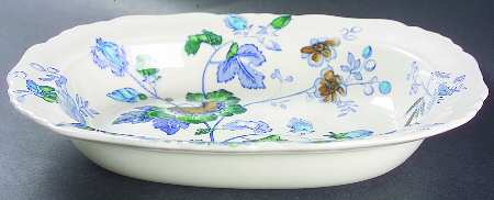 Belvedere Blue Multicolor 10" Oval Vegetable Bowl