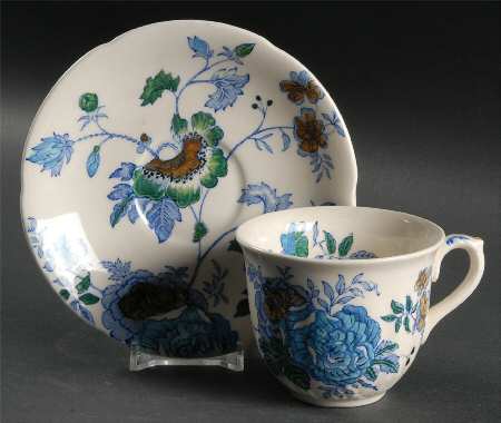 Belvedere Blue Multicolor Flat Cup & Saucer Set