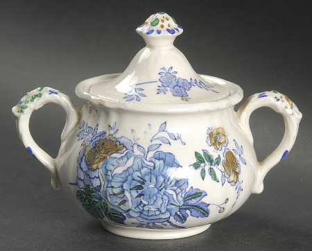 Belvedere Blue Multicolor Sugar Bowl & Lid