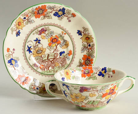 Bible (Green Bible) Flat Cream Soup Bowl & Saucer Set