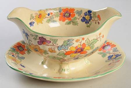 Bible (Green Bible) Gravy Boat with Attached Underplate