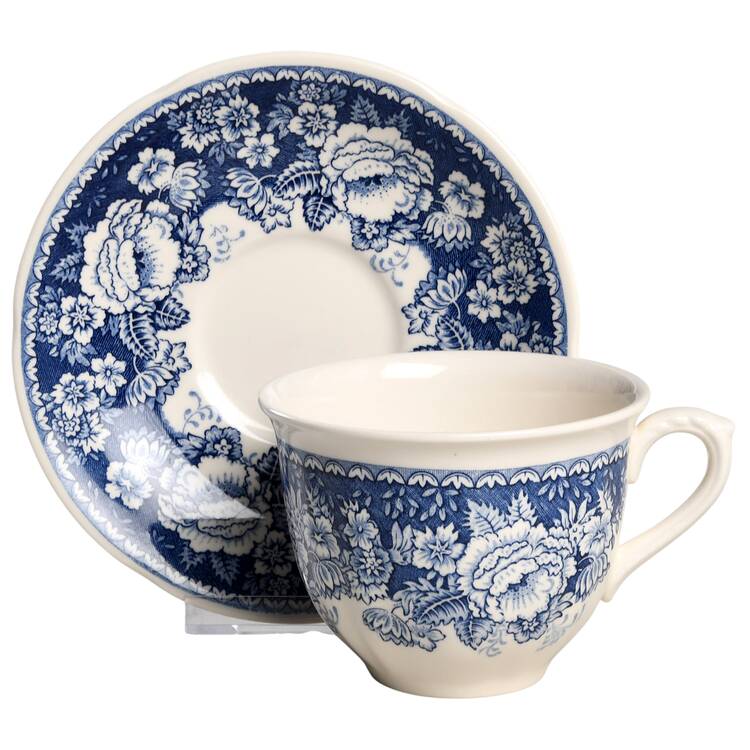 Blue & White Breakfast Cup & Saucer Set