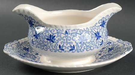 Bow Bells Blue Gravy Boat with Attached Underplate