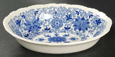 Bow Bells Blue 8" Oval Vegetable Bowl