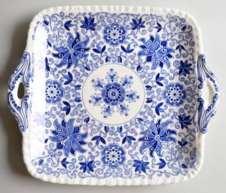 Bow Bells Blue Square Handled Cake Plate