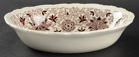 Bow Bells Brown 8" Oval Vegetable Bowl