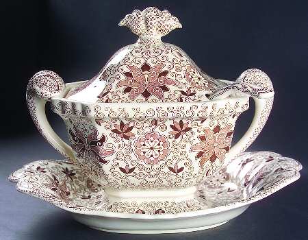 Bow Bells Brown Tureen & Lid w/Ladle & Underplate