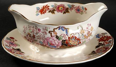 Brocade Gravy Boat with Attached Underplate