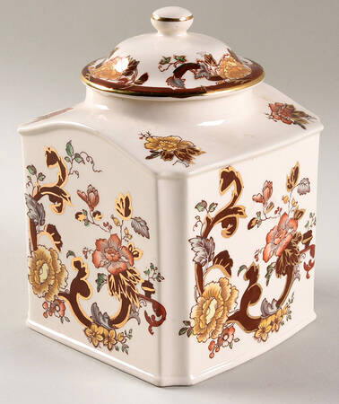 Brown Velvet Tea Caddy & Lid