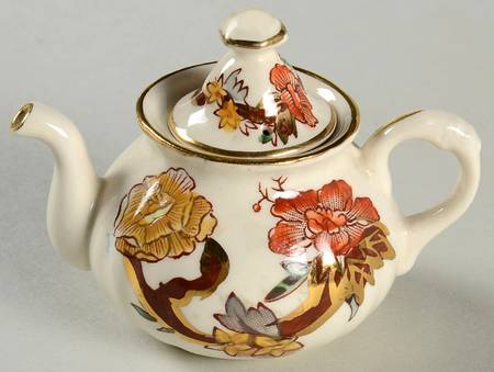 Brown Velvet Miniature Teapot & Lid