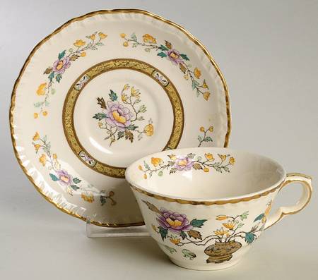 Chinese Peony Flat Cup & Saucer Set