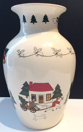 Christmas Village 8" Urn Shaped Vase
