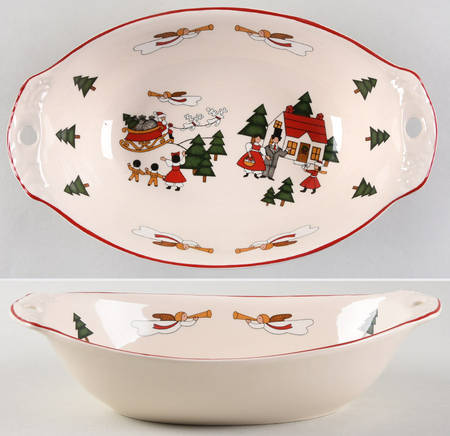 Christmas Village 10" Oval Vegetable Bowl