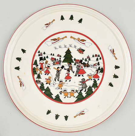 Christmas Village Large Covered Cake Plate No Lid