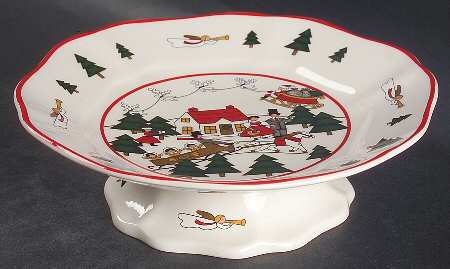 Christmas Village Round Compote (Height X Width)