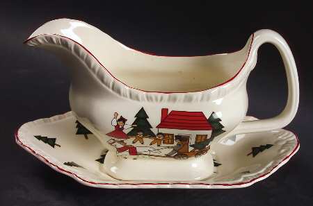 Christmas Village Gravy Boat & Underplate