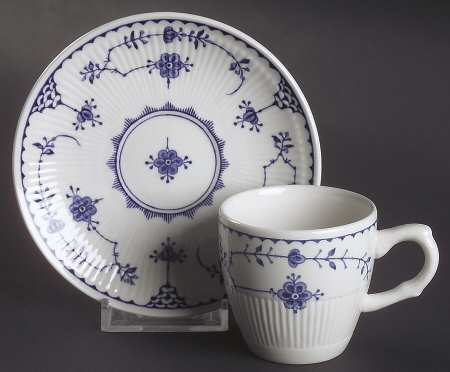 Denmark Blue Flat Demitasse Cup & Saucer Set