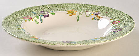 English Country Garden Green Mltclr Rim Soup Bowl