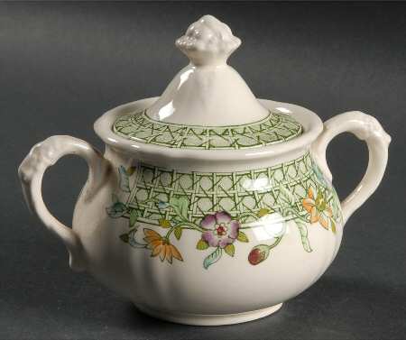 English Country Garden Green Mltclr Sugar Bowl & Lid