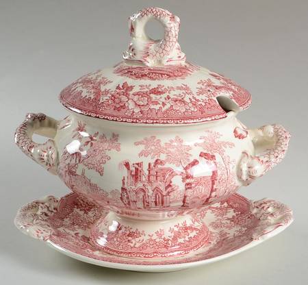 Fountains Red Sauce Boat & Lid with Underplate