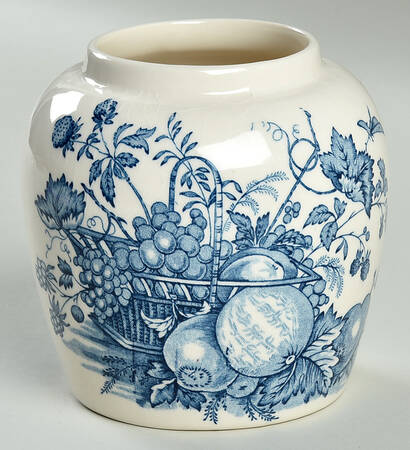 Fruit Basket Blue Small Ginger Jar No Lid