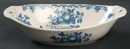 Fruit Basket Blue 10" Oval Vegetable Bowl