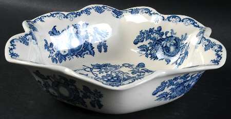 Fruit Basket Blue Round Fluted Dessert Bowl