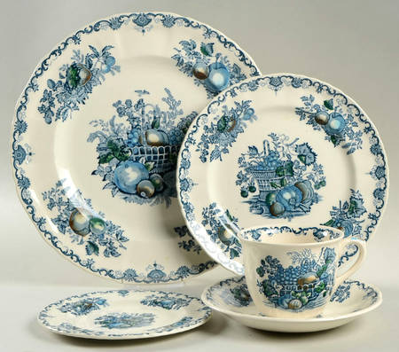 Fruit Basket Blue Multicolor 5 Piece Place Setting