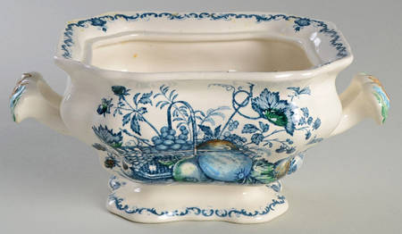 Fruit Basket Blue Multicolor Sauce Boat No LId
