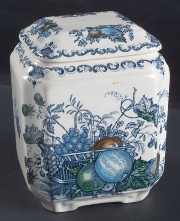 Fruit Basket Blue Multicolor Fan Jar & Lid