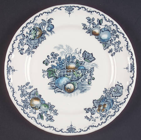 Fruit Basket Blue Multicolor Dessert/Pie Plate