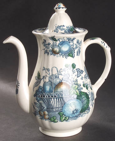 Fruit Basket Blue Multicolor Small Coffee Pot & Lid