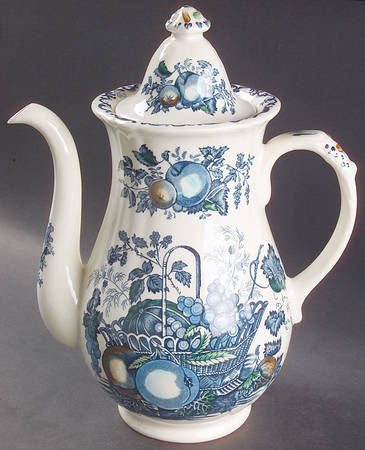 Fruit Basket Blue Multicolor Coffee Pot & Lid