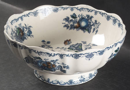Fruit Basket Blue Multicolor Bruges Footed Salad Bowl