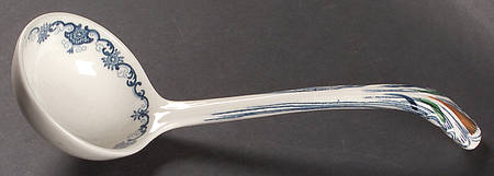 Fruit Basket Blue Multicolor Tureen Ladle