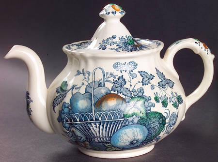 Fruit Basket Blue Multicolor Mini Teapot & Lid