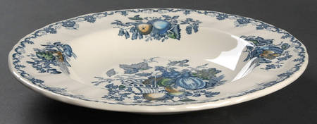 Fruit Basket Blue Multicolor Rim Soup Bowl