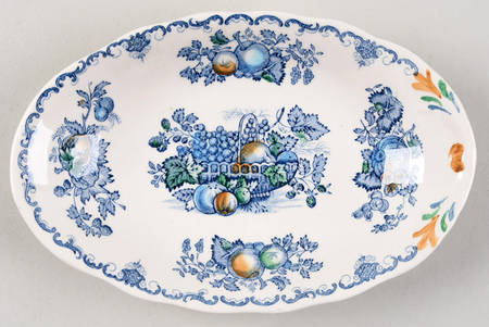 Fruit Basket Blue Multicolor Relish/Gravy Underplate