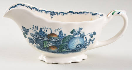 Fruit Basket Blue Multicolor Gravy Boat