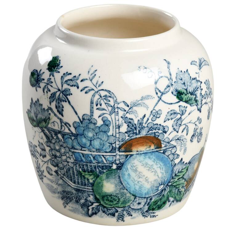 Fruit Basket Blue Multicolor Small Ginger Jar No Lid